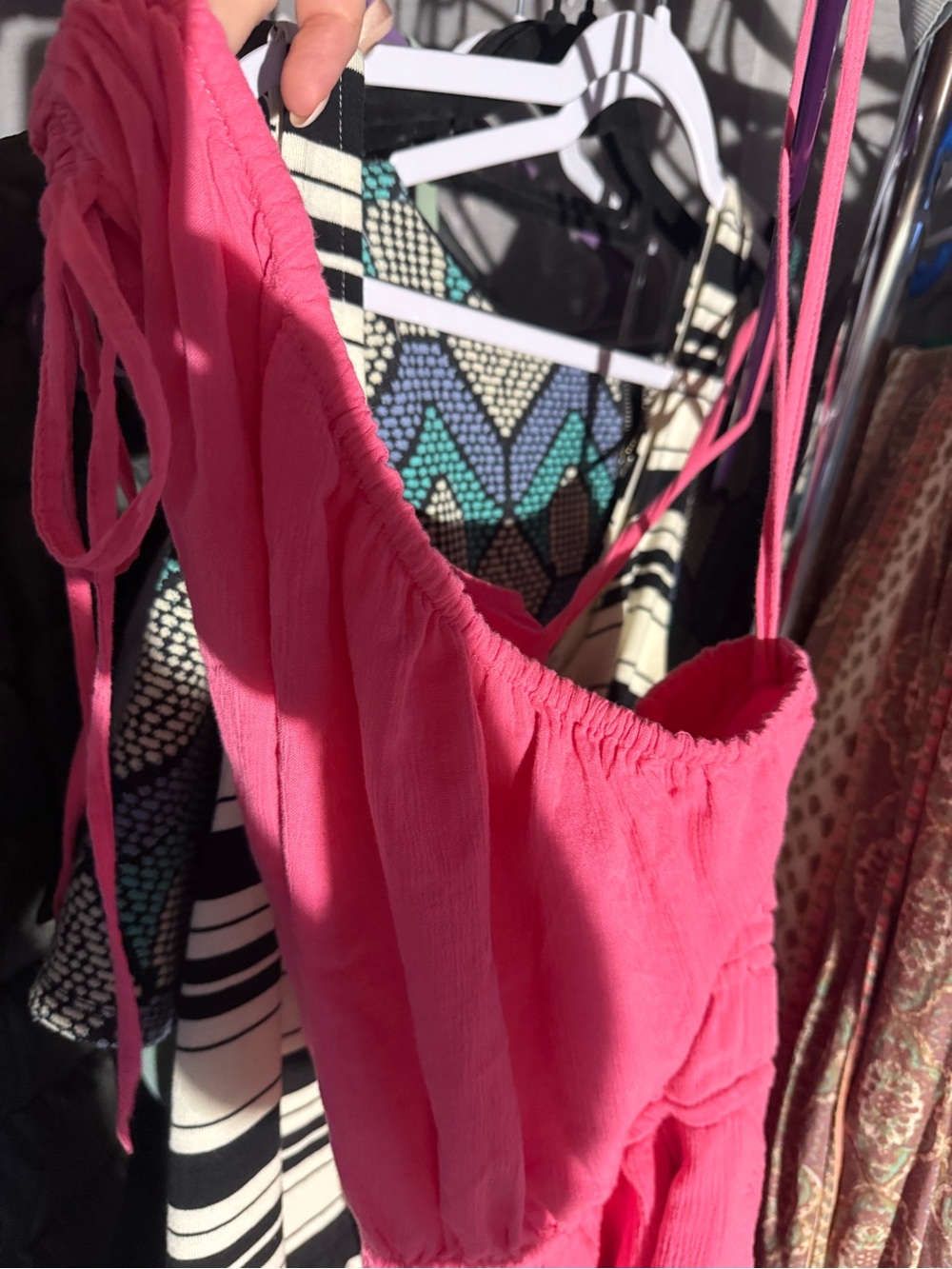 Women's Hot Pink Tie-Strap Camisole Dress